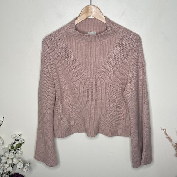 ANTHROPOLOGIE x MAEVE The Katey Mock-Neck Bell-Sleeve Sweater Pink Sz S {3V27} - Picture 4 of 8